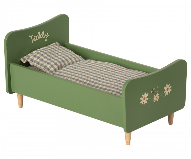 Деревянная кровать для папы Мишки Тедди, зеленая